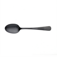 Mercer Culinary 7-7/8 Inch Solid Plating Spoon, 1-1/3 oz, Deep Well Bowl, Black Matte Handle
