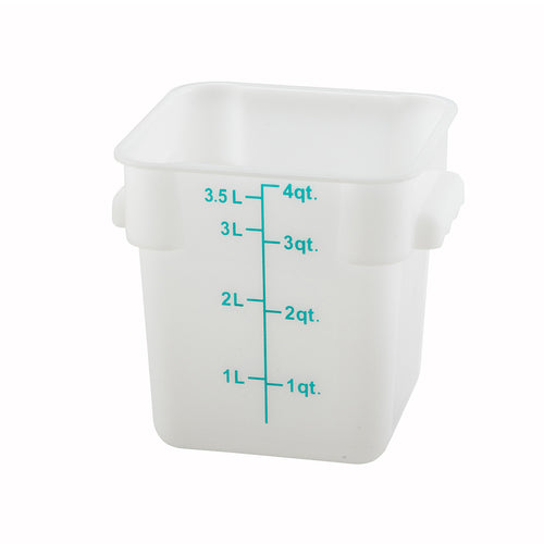 Product image #1 for Winco 4 Qt White Square Polypropylene Food Storage Container, Container Only