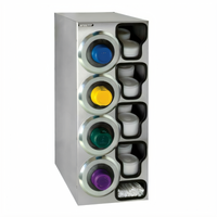 Dispense-Rite Stainless Steel Cup Dispensing Cabinet with Lid Compartments and Straw Organizer