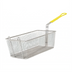 Thumbnail image #1 for Omcan USA Rectangular Medium Mesh Floor Fryer Basket with Hanging Hook and Yellow Handle, 16-3/4 x 8-3/4 x 6 Inch