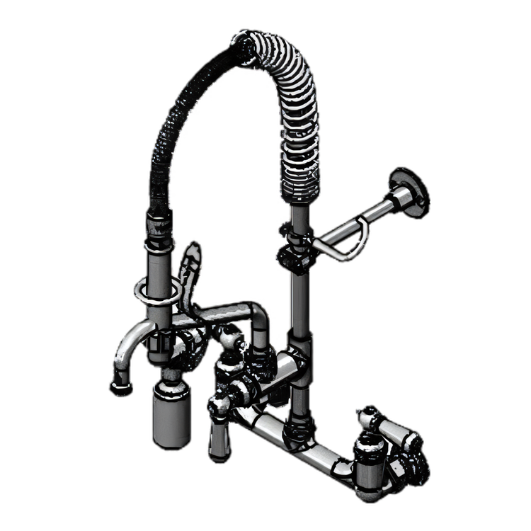 Product image #1 for EasyInstall Mini Wall-Mount Pre-Rinse Faucet with 8" Swing Nozzle, 8" Centers, 0.65 GPM