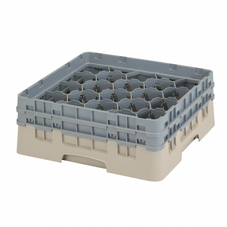 Product image #2 for Camrack Full-Size 20-Compartment Glass Rack with 2 Soft Gray Extenders, Beige