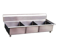 Omcan USA Commercial 3-Compartment Pot Sink with 24 x 24 x 14 Inch Bowls, 304 Stainless Steel, and Galvanized Legs