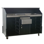 Thumbnail image #1 for Eagle Group Deluxe DPB-5-W Indoor Portable Bar, 63W x 24-3/8D x 48H, White Melamine/Black Formica, Stainless Work Surface, Ice Bin, Speed Rail