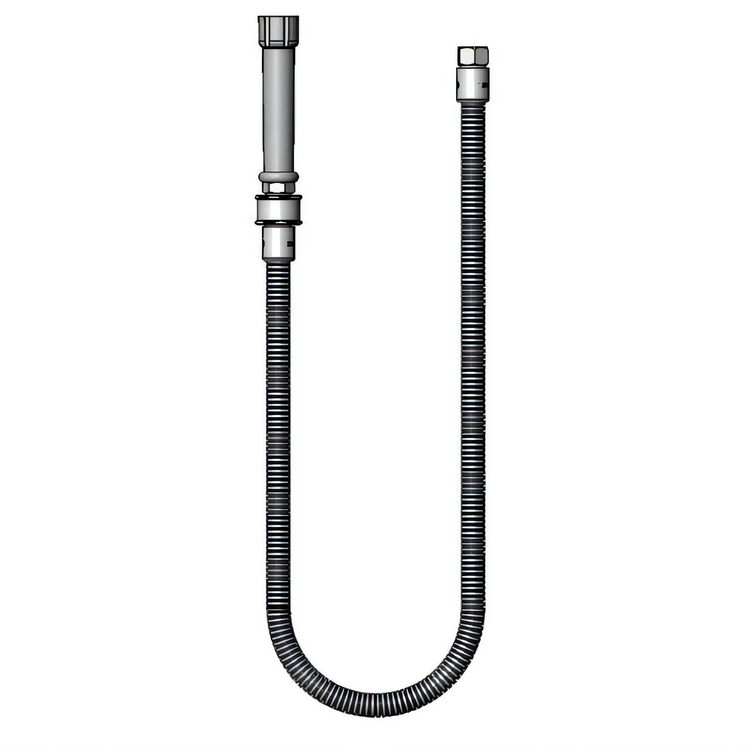 Product image #1 for T&S Brass 44 15/16-Inch Flexible Stainless Steel Replacement Pre-Rinse Hose with Gray Handle and Swivel