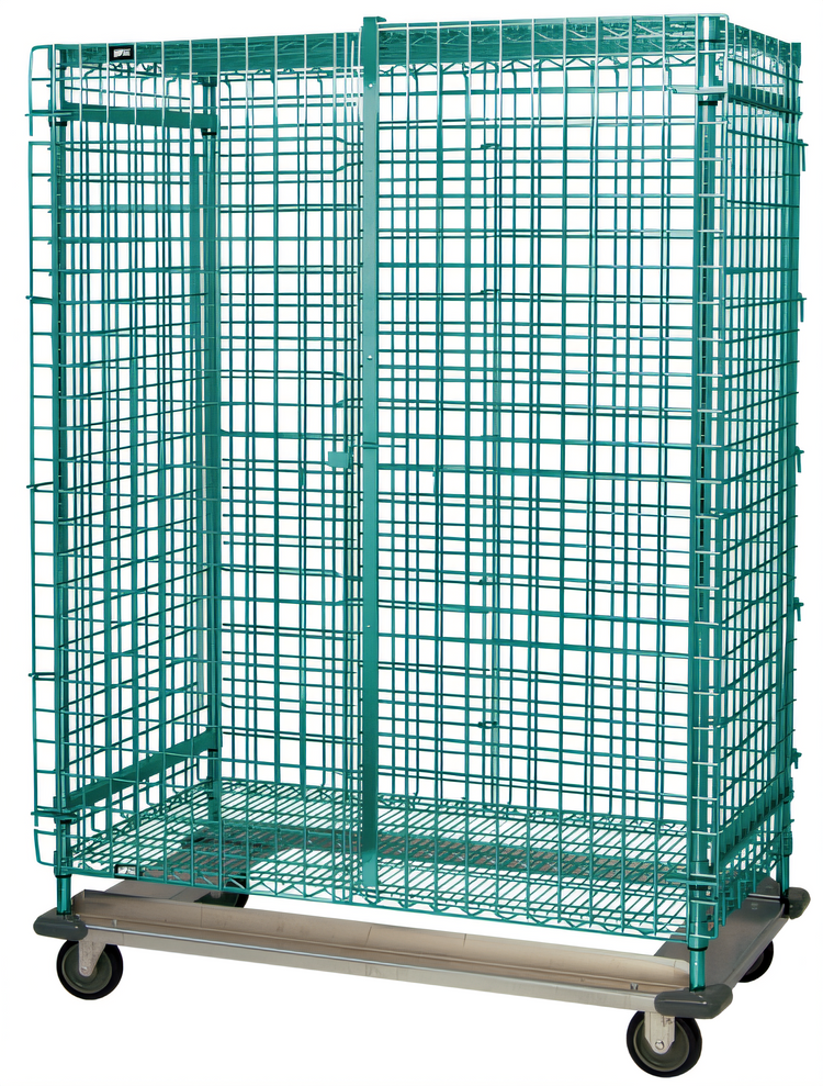 Product image #1 for Quantum 48-Inch Wide x 24-Inch Deep x 70-Inch High Mobile Security Cage with Dolly Base, Green Epoxy Finish