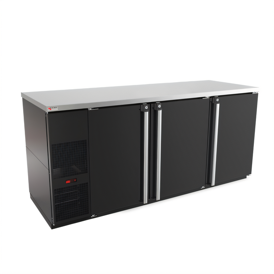 Product image #1 for Micro Matic Pro-Line E-Series 80-Inch Three-Section Refrigerated Back Bar Cabinet with Solid Locking Doors