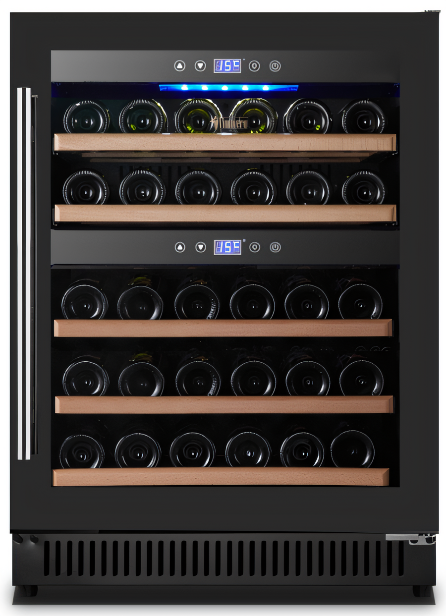 Product image #1 for Omcan Vinovero 23-Inch Dual-Zone Commercial Wine Cooler, 40-Bottle Capacity, Black Glass Door