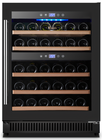 Omcan Vinovero 23-Inch Dual-Zone Commercial Wine Cooler, 40-Bottle Capacity, Black Glass Door