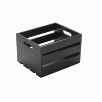 Rectangular Black Wood Serving Crate