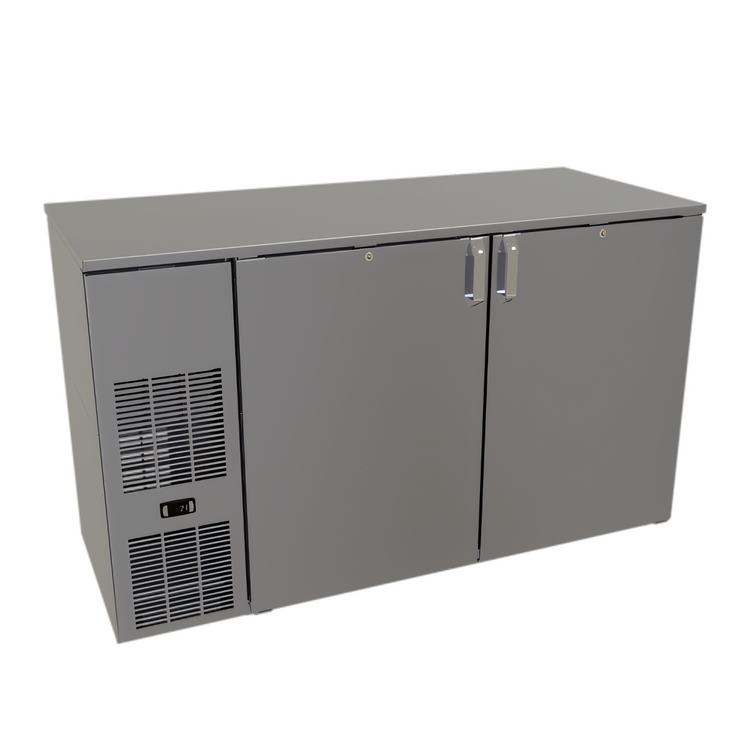 Product image #1 for Glastender Pass-Thru Front-Serviced Back Bar Cooler, 60 Inch, Two-Section, 4-Door