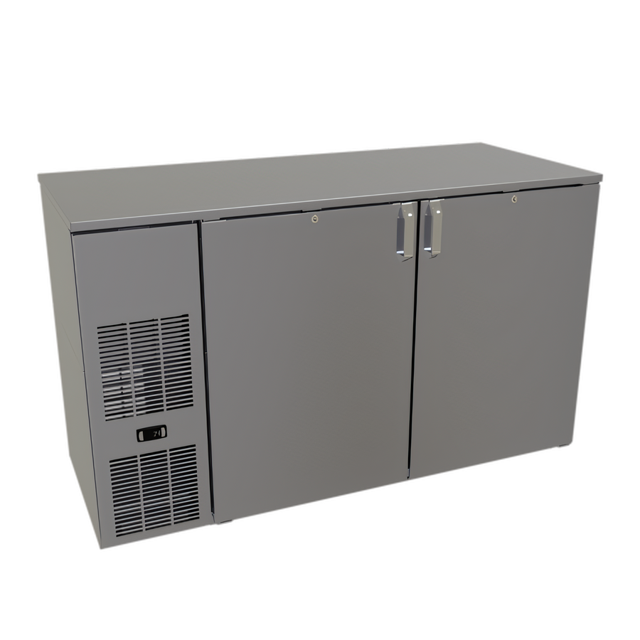 Product image #1 for Glastender Pass-Thru Front-Serviced Back Bar Cooler, 60 Inch, Two-Section, 4-Door