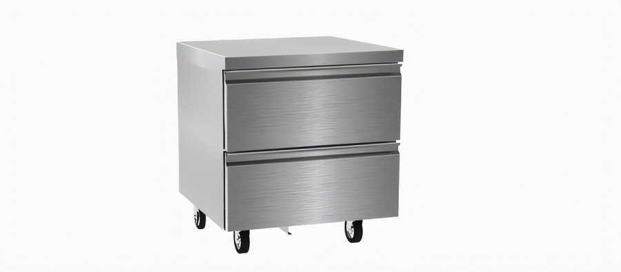 Product image #1 for Delfield 32-Inch One-Section Self-Contained Flat Top Refrigerated Worktop Base with 2 Drawers