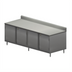Thumbnail image #1 for BK Resources 96-Inch Stainless Steel Chef Table with Cabinet Base, Hinged Locking Doors, and 5-Inch Backsplash