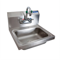 BK Resources Wall-Mount Hand Sink with Eye Wash Station, 14 x 10 x 5 Inch Bowl, 304 Stainless Steel