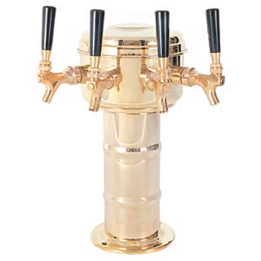 Product image #1 for Mini-Mushroom Countertop Glycol-Cooled 4-Faucet Draft Beer Tower, Polished Brass