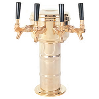 Mini-Mushroom Countertop Glycol-Cooled 4-Faucet Draft Beer Tower, Polished Brass