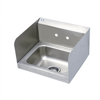 T&S Brass Wall-Mounted Stainless Steel Hand Sink with Backsplash, Side Walls, and 3-1/2 Inch Drain, 16-5/8 x 13-5/8 x 19 Inch, Faucet Not Included