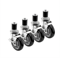 Krowne Royal Series 1-1/2-Inch Expanding Rubber Stem Swivel Lock Casters, 5-Inch Diameter, 220 lb. Capacity, Set of 4