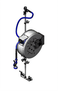 Enclosed Stainless Steel Retractable Hose Reel Assembly with 50-Foot 3/8-Inch Hose and Exposed Piping