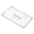 Thumbnail image #1 for CFS Brands Araven 84062 GN 1/1 Clear Polycarbonate Notched Food Pan Lid with Handle Case of 6