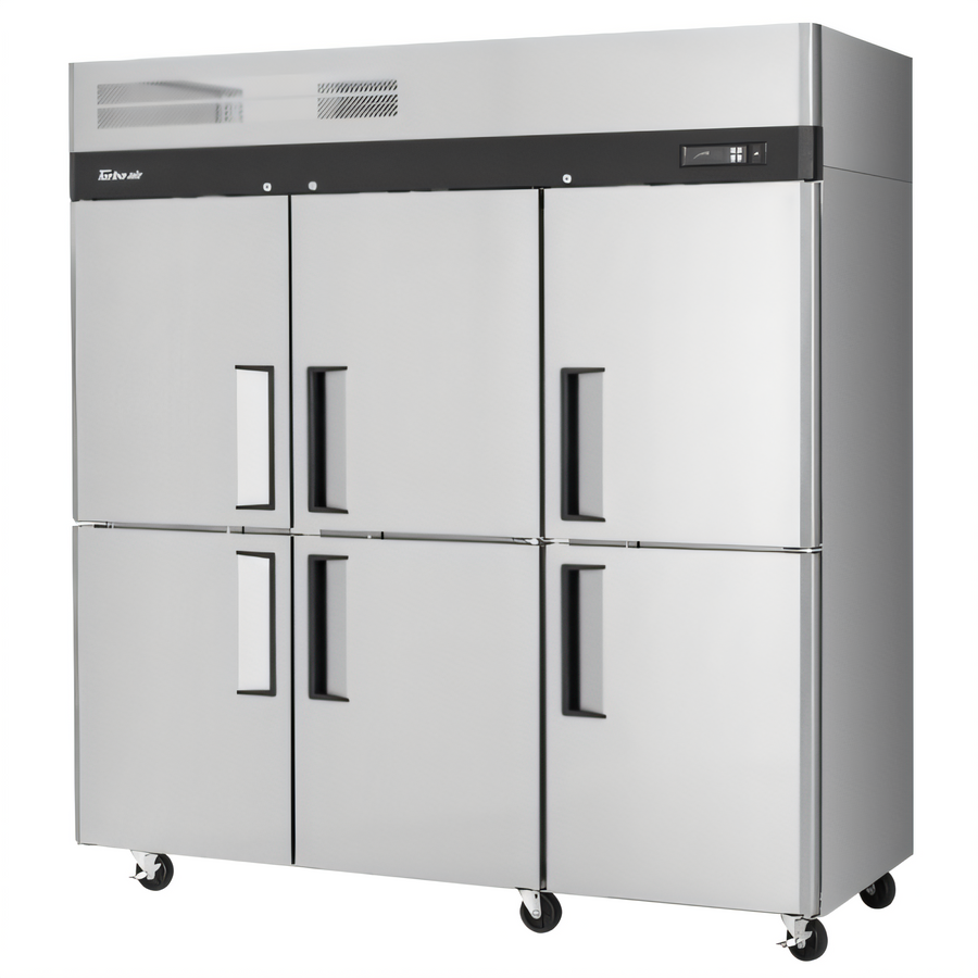 Product image #1 for Turbo Air M3 Three-Section Reach-In Refrigerator, 65.6 Cu. Ft., Top-Mount Self-Contained, Six Half Solid Doors