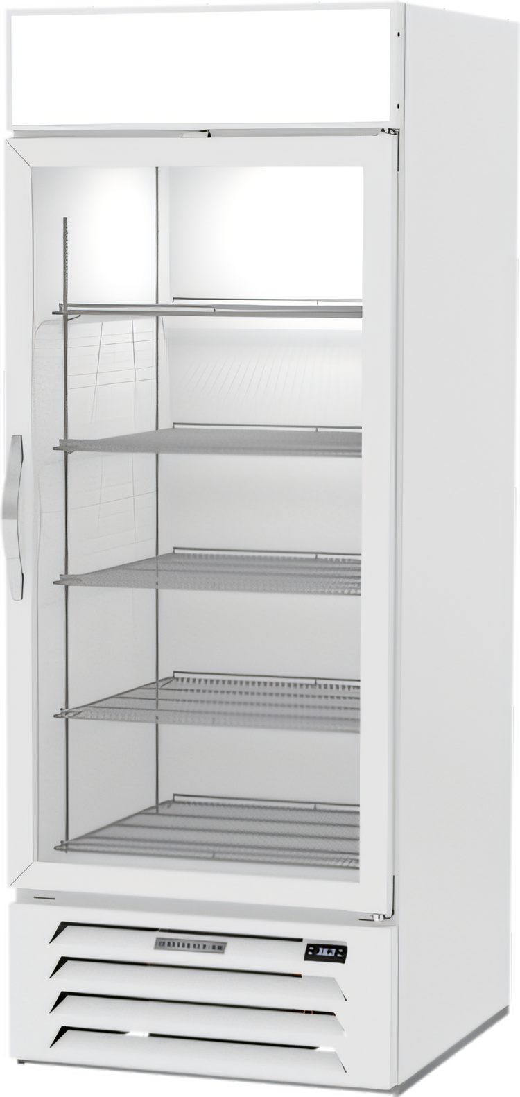 Product image #1 for Beverage Air MarketMax 30-Inch One-Section Reach-In Glass Door Merchandiser Refrigerator, 25.97 Cu. Ft., White, Bottom Mount