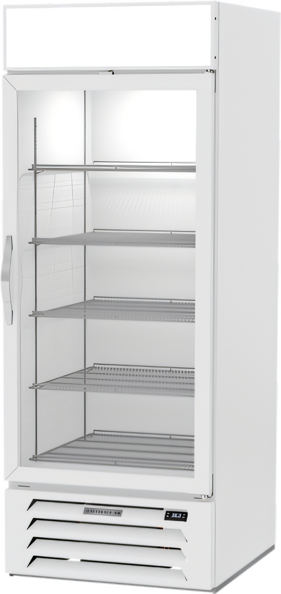 Product image #1 for Beverage Air MarketMax 30-Inch One-Section Reach-In Glass Door Merchandiser Refrigerator, 25.97 Cu. Ft., White, Bottom Mount