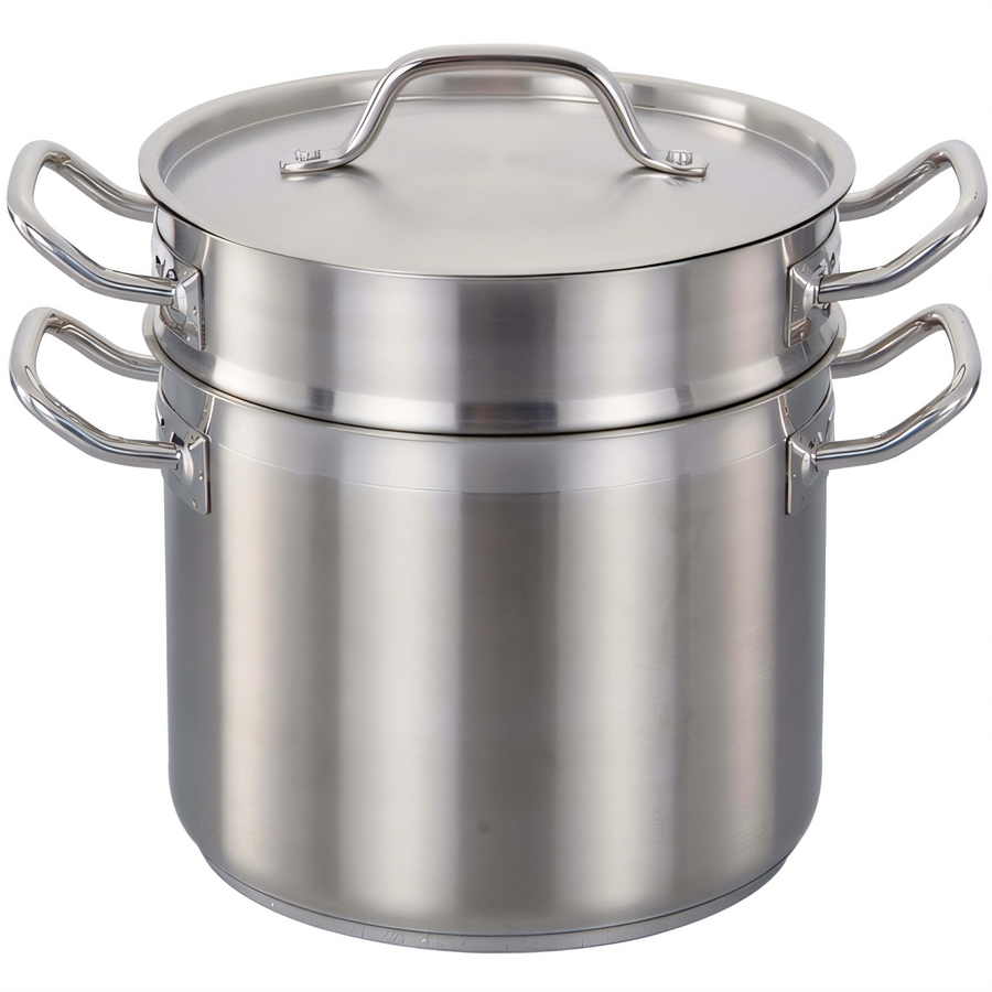 Product image #1 for Omcan 12 Quart 3-Piece Stainless Steel Double Boiler with Inset and Cover