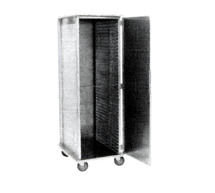 Product image #1 for Unheated Enclosed Pan Storage Cabinet with Hinged Solid Doors, 31-Tray Capacity, Aluminum, 5-Inch Casters