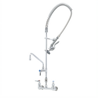 T&S Brass EasyInstall Wall-Mount Pre-Rinse Unit with 8 Inch Centers, 12 Inch Swing Spout, and 1.15 GPM Spray Valve