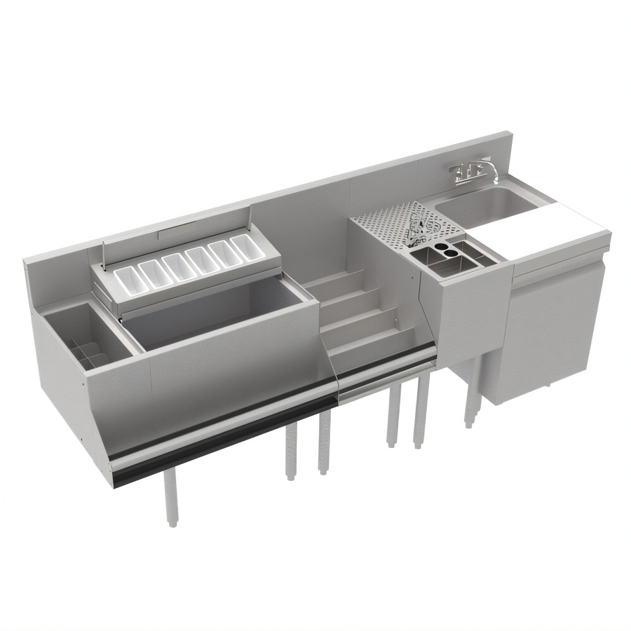 Product image #1 for Krowne Royal Series 78-Inch Stainless Steel Underbar Workstation with Ice Bin and Dump Sink