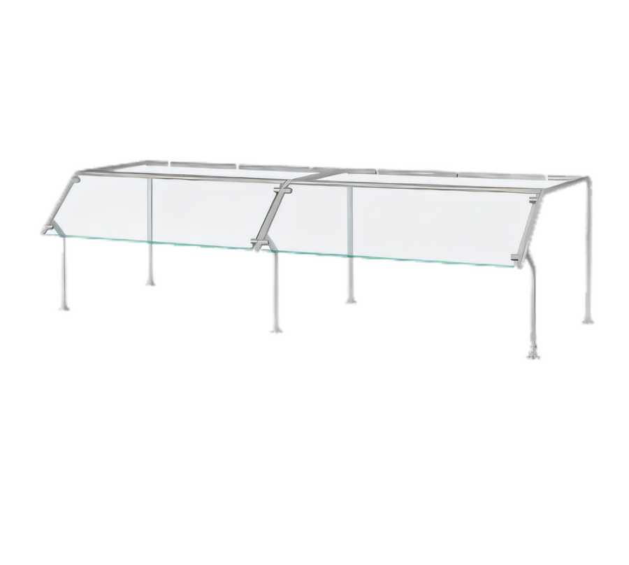 Product image #1 for Vollrath 4-Series Signature Server Contemporary Single-Sided Buffet Breath Guard with Top Shelf, 3-Well