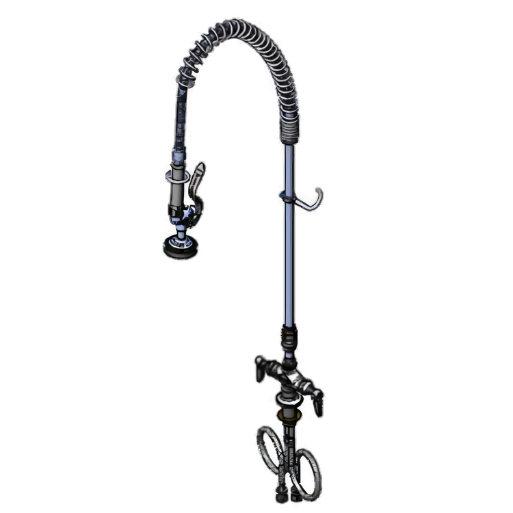 Product image #1 for T&S Brass EasyInstall Single-Hole Deck-Mount Pre-Rinse Unit with Vacuum Breaker and 44-Inch Hose