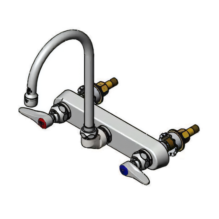 Product image #1 for T&S Brass B-1147-XS Wall-Mount Workboard/Bar Sink Faucet, 8-Inch Centers, 5-3/4-Inch Swivel Gooseneck