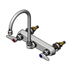 Thumbnail image #1 for T&S Brass B-1147-XS Wall-Mount Workboard/Bar Sink Faucet, 8-Inch Centers, 5-3/4-Inch Swivel Gooseneck