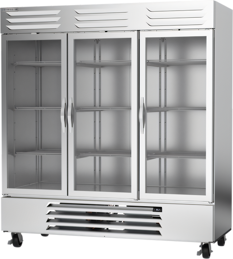 Product image #1 for Beverage-Air Vista Series 3-Section Glass Door Bottom-Mount Reach-In Refrigerator