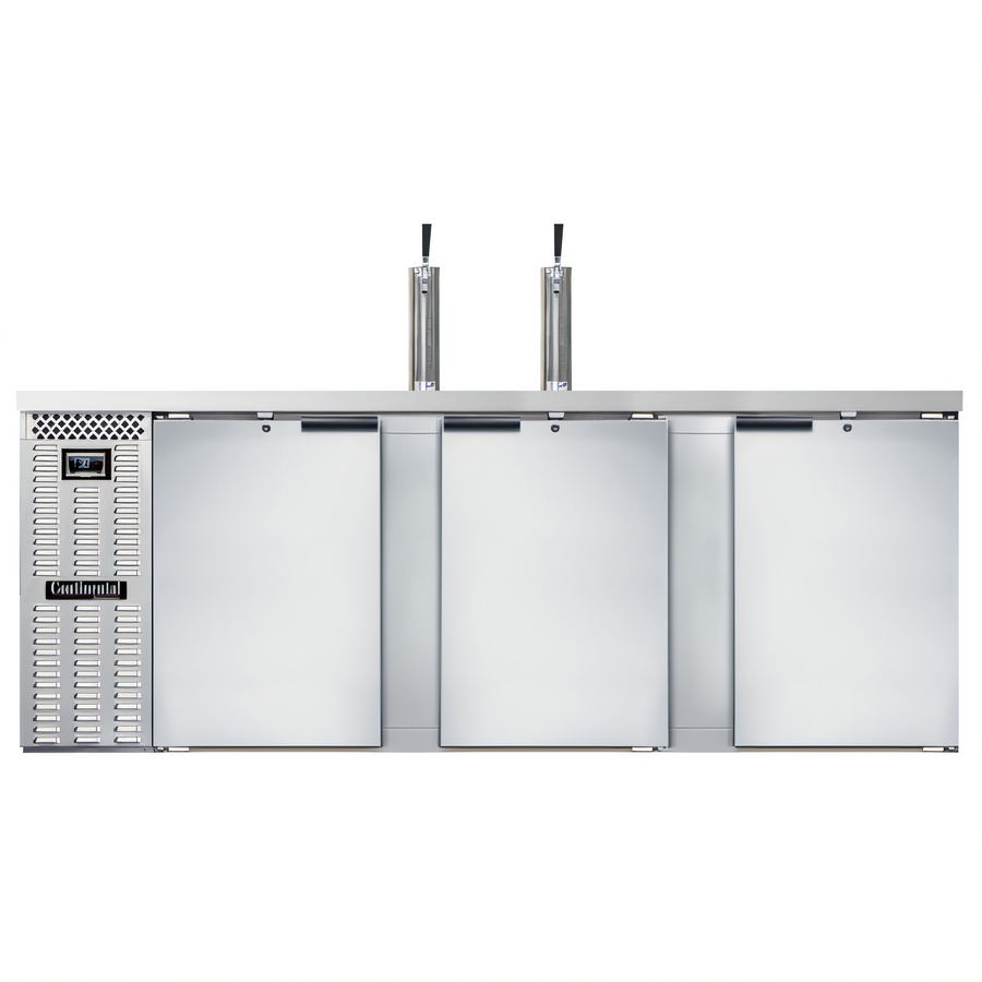 Product image #1 for Continental Refrigerator KC90NSS 90" Three-Door Commercial Keg Cooler with 2 Taps