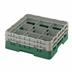 Thumbnail image #2 for Cambro Camrack® Full Size 9-Compartment Glass Rack with 2 Soft Gray Extenders, Sherwood Green, 5-7/8