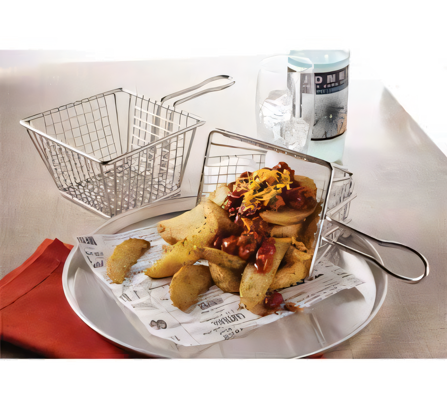 Product image #1 for American Metalcraft Rectangular Stainless Steel Serving Fry Basket, 5 x 4 x 2-7/8 Inches