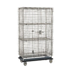 Thumbnail image #1 for Metro Super Erecta SEC55S-HD-2SE Heavy-Duty Mobile Stainless Steel Wire Security Cage with 2 Intermediate Shelves and Padlock-Ready Doors