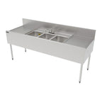 Thumbnail image #1 for Perlick Corporation Top Shelf TSF72M3-DB 72-Inch 3-Compartment Stainless Steel Underbar Sink with Dual Drainboards and 6-Inch Backsplash