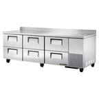 Thumbnail image #1 for True Mfg. - General Foodservice TWT-93D-6-HC Three-Section Six-Drawer Stainless Steel Worktop Refrigerator, 93-1/4-Inch