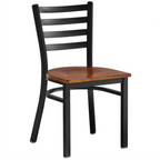 Thumbnail image #1 for Omcan USA 47594+69742 Metal Ladder-Back Stackable Chair with Walnut Wood Seat