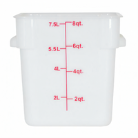 8 Quart Square White Polypropylene Food Storage Container