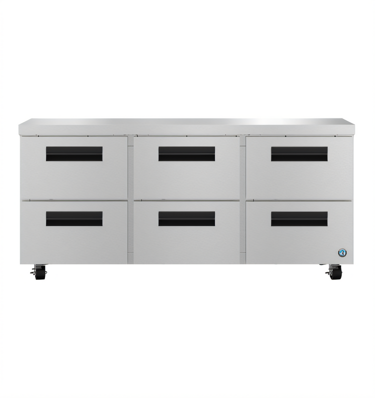 Product image #1 for Hoshizaki Steelheart 72-Inch Low-Profile Three-Section Undercounter Refrigerator with Six Drawers