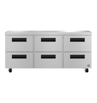Hoshizaki Steelheart 72-Inch Low-Profile Three-Section Undercounter Refrigerator with Six Drawers