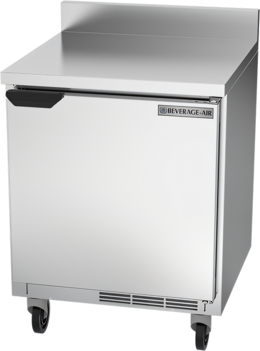 Product image #1 for Beverage-Air WTR27HC-FIP 27-Inch Shallow Depth Worktop Refrigerator, 1 Section, Solid Door, Foamed-In-Place Backsplash