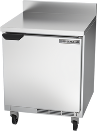 Beverage-Air WTR27HC-FIP 27-Inch Shallow Depth Worktop Refrigerator, 1 Section, Solid Door, Foamed-In-Place Backsplash
