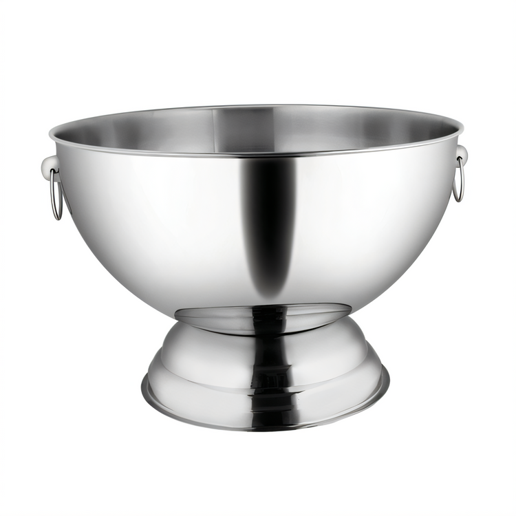 Product image #1 for Winco Stainless Steel 3-1/2 Gallon Tapered Punch Bowl with Ring Handles and Footed Base